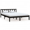 Estructura de cama madera maciza de pino negro 135x190 cm 2