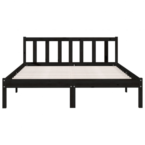 Estructura de cama madera maciza de pino negro 135x190 cm M 4