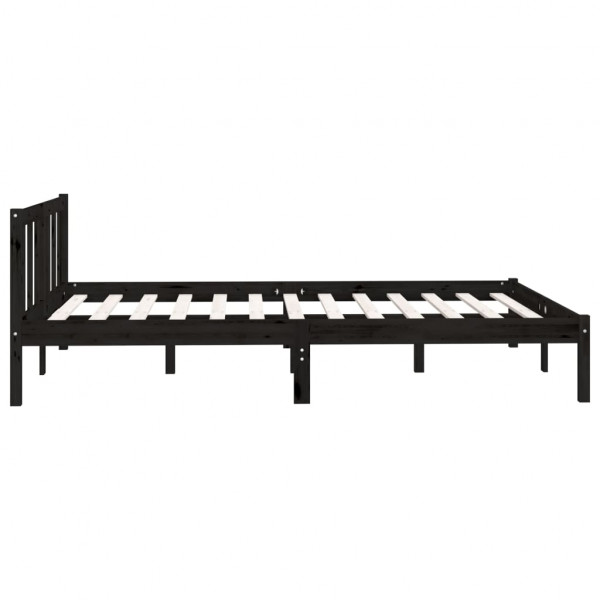 Estrutura de cama casal 135x190 cm pinho maciço preto M 5