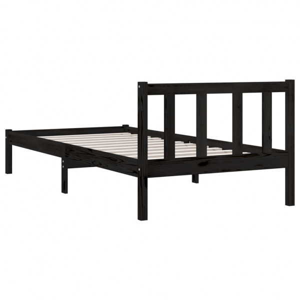 Estructura de cama de madera maciza de pino negra 100x200 cm M 5