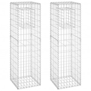 Cestas postes de gaviones 2 unidades hierro 40x40x140 cm H