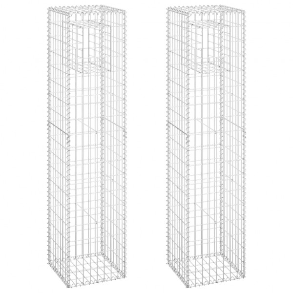 Cestas postes de gaviones 2 unidades hierro 40x40x180 cm M 2