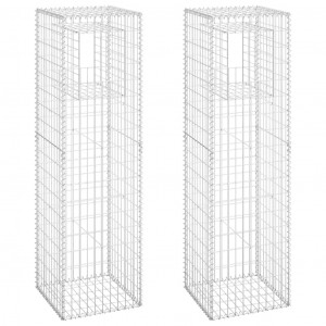 Cestas postes de gaviones 2 unidades hierro 50x50x180 cm H