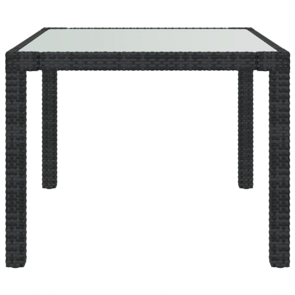 Mesa jardín vidrio templado ratán sintético 90x90x75 cm negro M 3