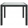 Mesa jardín vidrio templado ratán sintético 90x90x75 cm negro 3