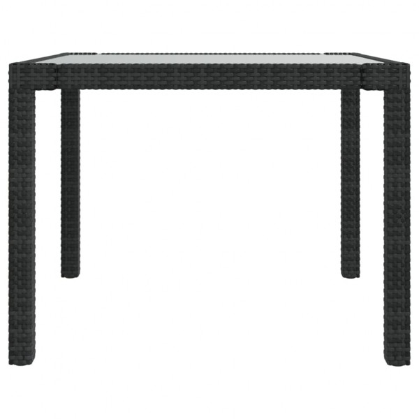 Mesa jardín vidrio templado ratán sintético 90x90x75 cm negro M 4
