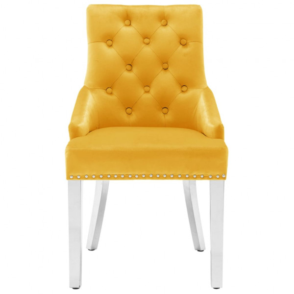 Sillas de comedor 2 unidades de terciopelo amarillo M 5
