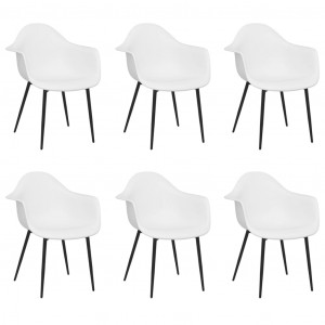 Cadeiras de jantar 6 pcs PP branco H