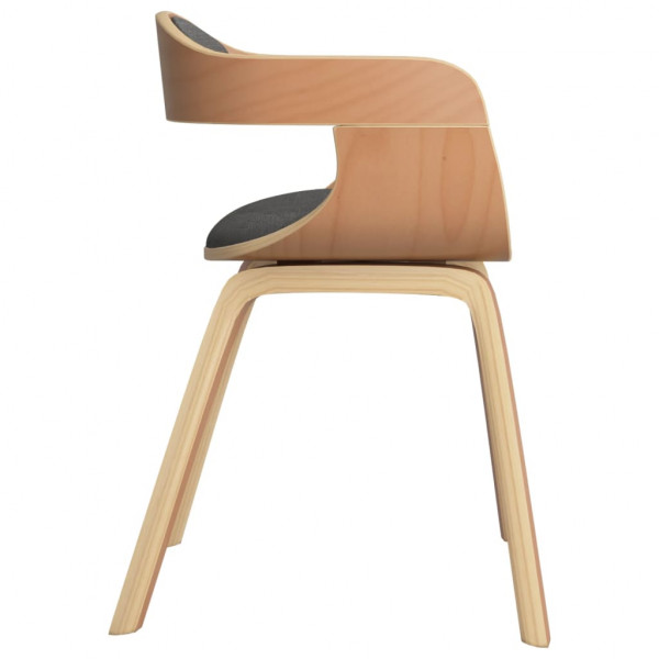 Silla de comedor madera curvada y tela gris claro M 4