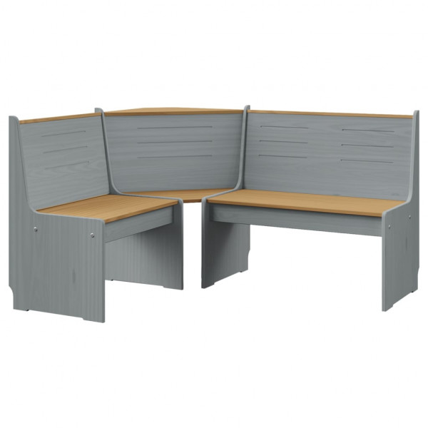 Set muebles jardín 3 pzas madera maciza pino marrón miel y gris M 3