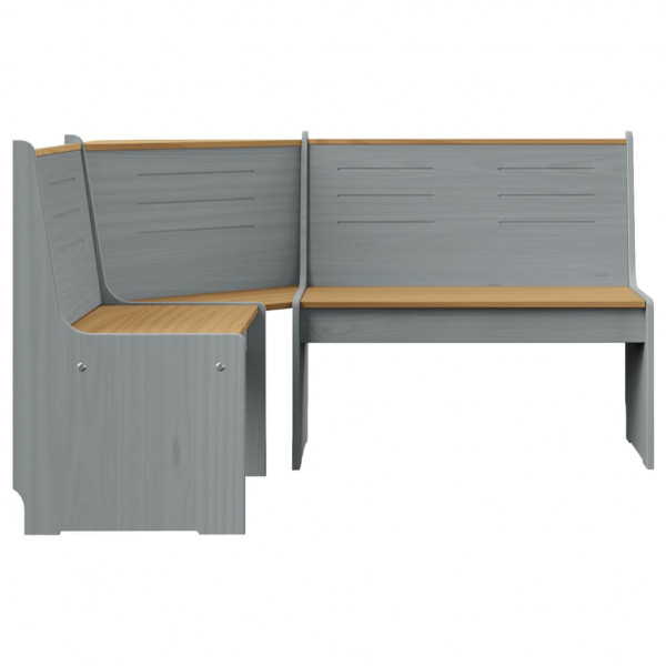 Set muebles jardín 3 pzas madera maciza pino marrón miel y gris M 4