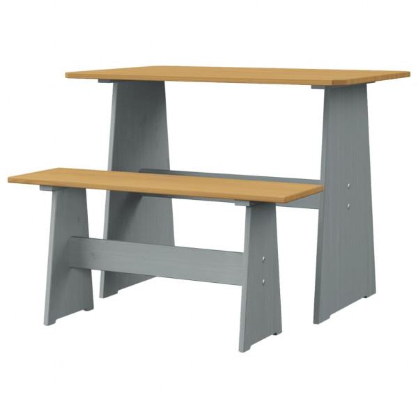 Set muebles jardín 3 pzas madera maciza pino marrón miel y gris M 5