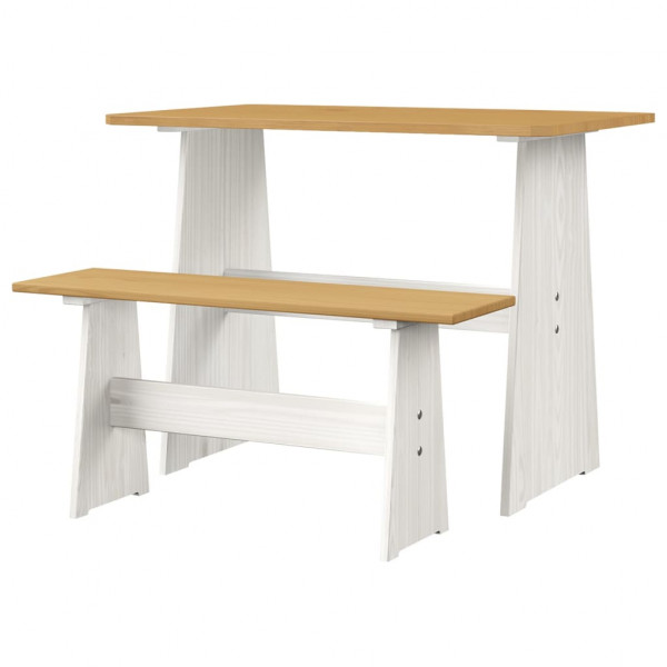 3 pcs conjunto de jantar REINE pinho maciço castanho mel/branco M 5