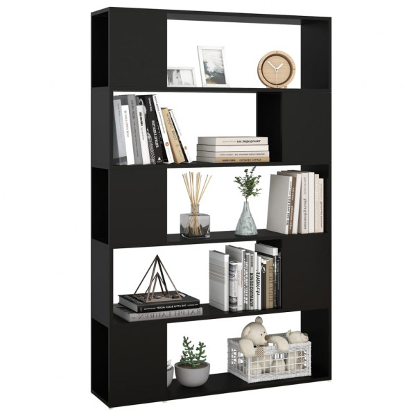 Librería separador madera contrachapada negro 100x24x155 cm M 3