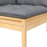 3 pcs conj. lounge jardim c/ almofadões cinzentos pinho maciço 5