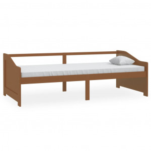 Sofá cama 3 plazas madera maciza de pino marrón miel 90x200 cm H