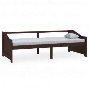 Sofá cama 3 plazas madera maciza pino marrón oscuro 90x200 cm H