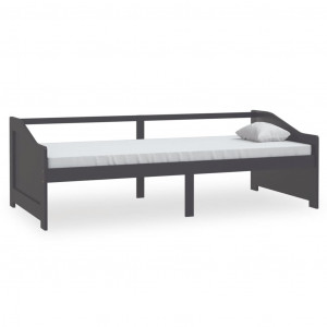 Sofá cama 3 plazas madera maciza pino gris oscuro 90x200 cm H