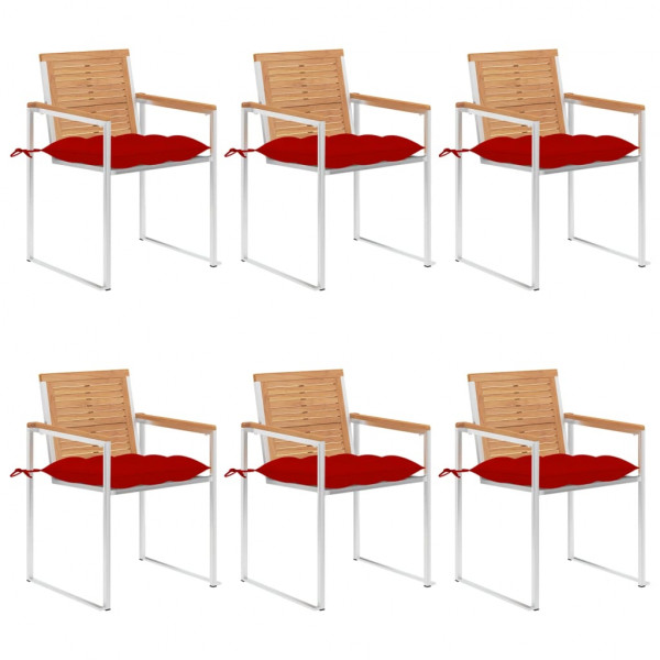 Sillas de jardín y cojines 6 unidades madera maciza de acacia D