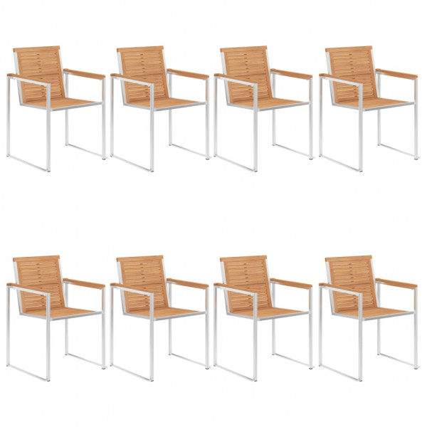 Cadeiras de jardim 8 pcs c/ almofadões madeira de teca maciça M 3