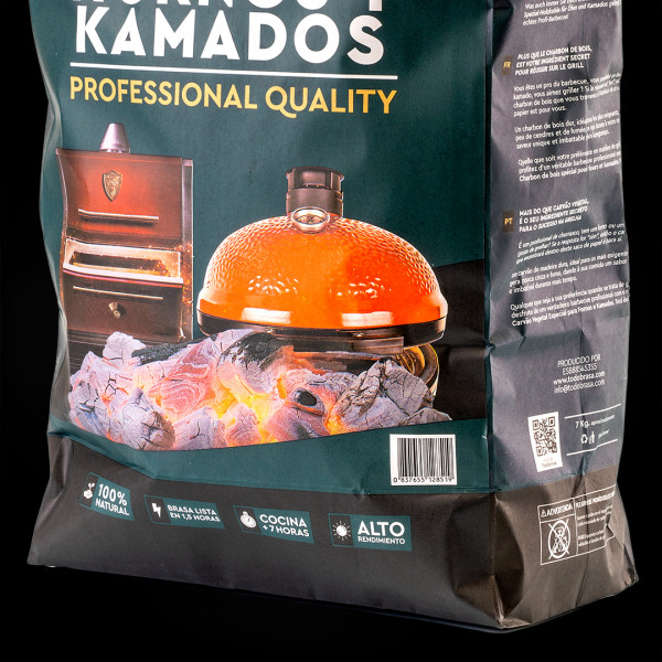 Carvão Especial Fornos e Kamados. Uma bolsa de 7 kg. Minipalete 27 UDS. M 4