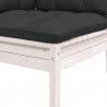 3 pcs conjunto lounge jardim c/ almofadões pinho maciço branco 5