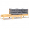 Juego muebles jardín 3 pzas con cojines gris madera pino maciza 1