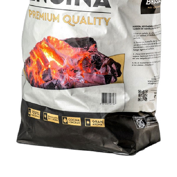 Carbón de encina Todobrasa. Saco de 15 KG.  Pack 2 UDS. M 3
