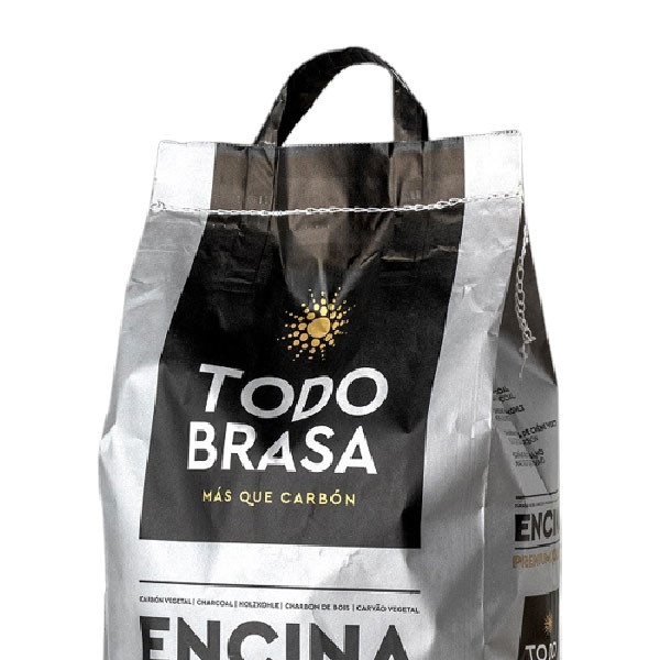 Carvão de encina Todobrasa. Bolsa de 4 KG Minipalet 50 UDS. M 2