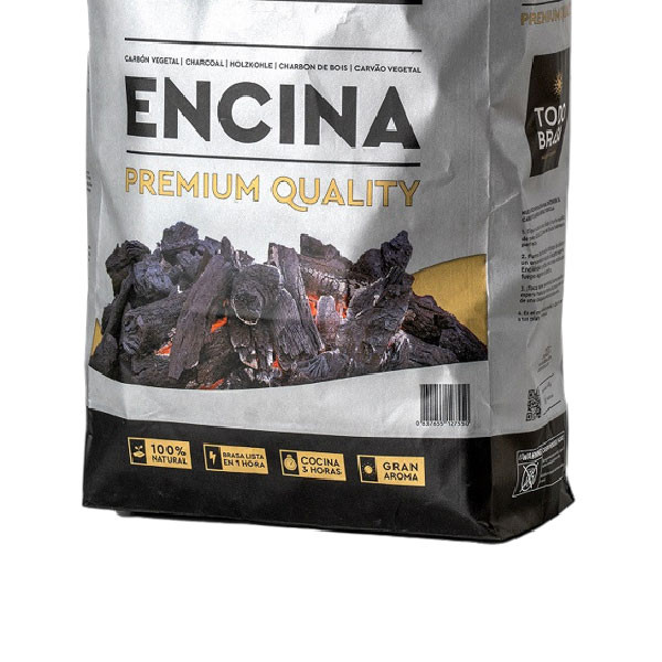 Carvão de encina Todobrasa. Bolsa de 4 KG Minipalet 50 UDS. M 3