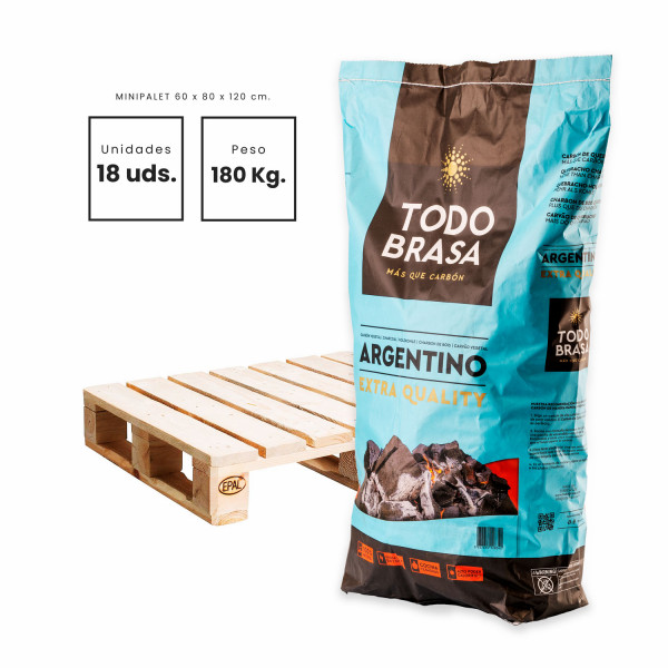 <p>Carvão argentino Todobrasa. Saco de 10 KG. Minipalet 18 UDS.</p> M 2