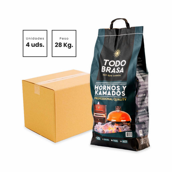 Carbón Especial Hornos y Kamados. Bolsa de 7 KG. Pack 4 UDS. M 3