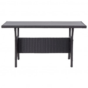 Mesa de jardín ratán sintético negro 120x70x66 cm H