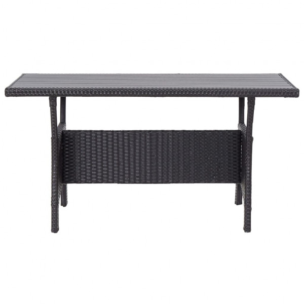 Mesa de jardín ratán sintético negro 120x70x66 cm M 2