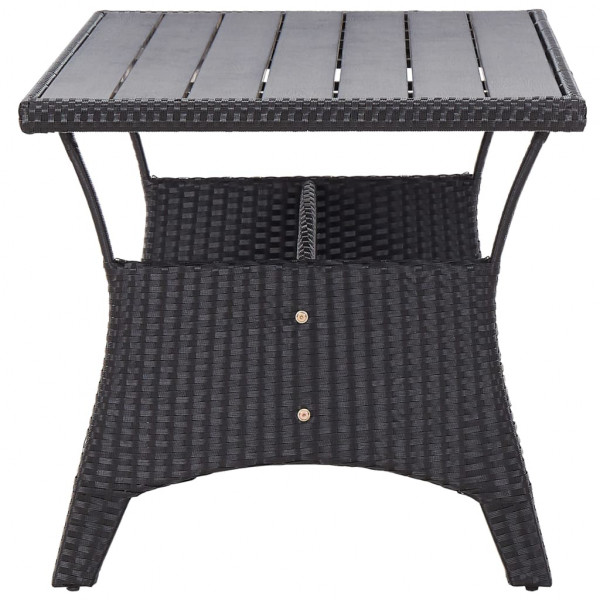 Mesa de jardín ratán sintético negro 120x70x66 cm M 3
