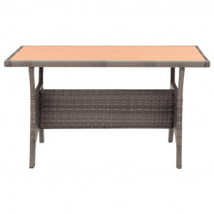 Mesa de jardín ratán sintético gris 120x70x66 cm H