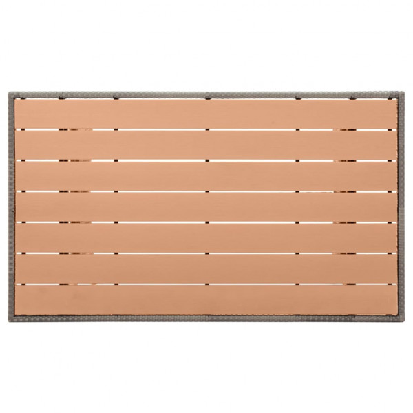 Mesa de jardín ratán sintético gris 120x70x66 cm M 3