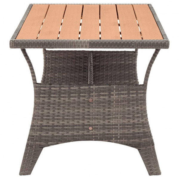 Mesa de jardim 120x70x66 cm vime PE cinzento M 4
