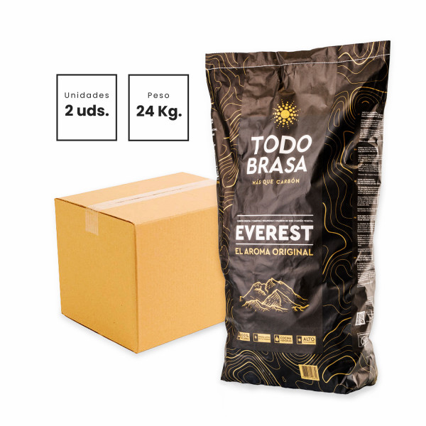 Carbón Everest Todobrasa. Saco de 12 KG. Pack 2 UDS. M 2