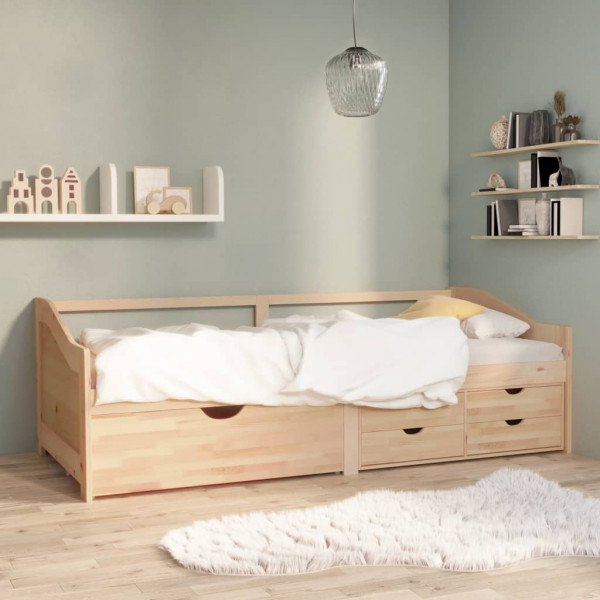 Sofá cama 3 plazas con cajones madera maciza pino 90x200 cm M 3