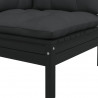 3 pcs conjunto lounge jardim c/ almofadões pinho maciço preto 5