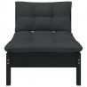 3 pcs conjunto lounge jardim c/ almofadões pinho maciço preto 3