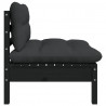 3 pcs conjunto lounge jardim c/ almofadões pinho maciço preto 4