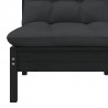 3 pcs conjunto lounge jardim c/ almofadões pinho maciço preto 5