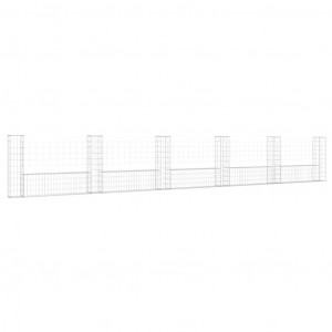 Cesto gabião em forma de U c/ 6 postes 620x20x100 cm ferro H