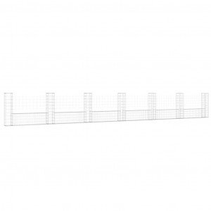 Cesto gabião em forma de U c/ 7 postes 740x20x100 cm ferro H
