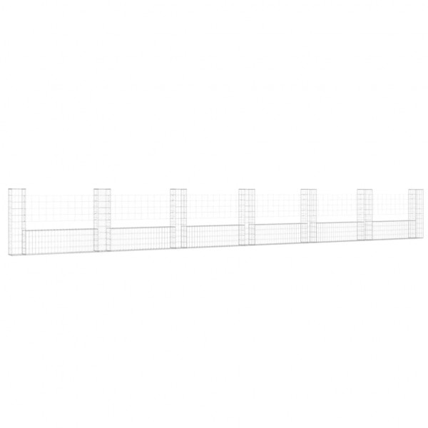 Cesto gabião em forma de U c/ 7 postes 740x20x100 cm ferro M 2