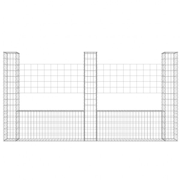 Cesta de gaviones forma de U 3 postes de hierro 260x20x150 cm M 3
