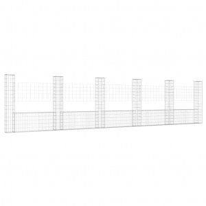 Cesto gabião em forma de U c/ 6 postes 620x20x150 cm ferro H