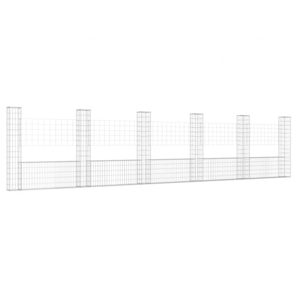 Cesto gabião em forma de U c/ 6 postes 620x20x150 cm ferro M 2
